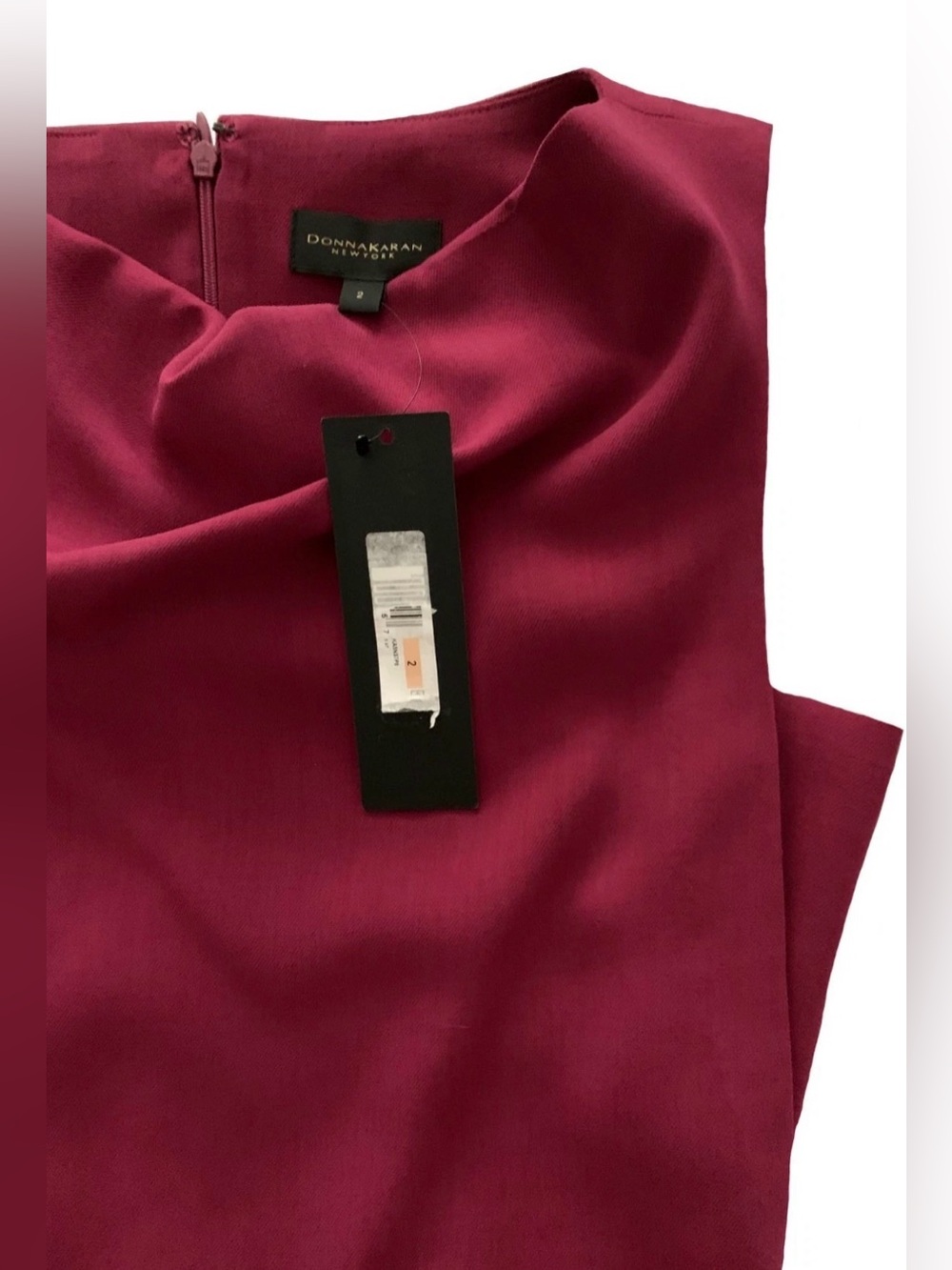 NEW Women's Size 2 Donna Karan Sleeveless Drape Neck Slit Back Fuschia $149 - Picture 11 of 11